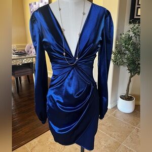 Elegant Blue Satin Dress